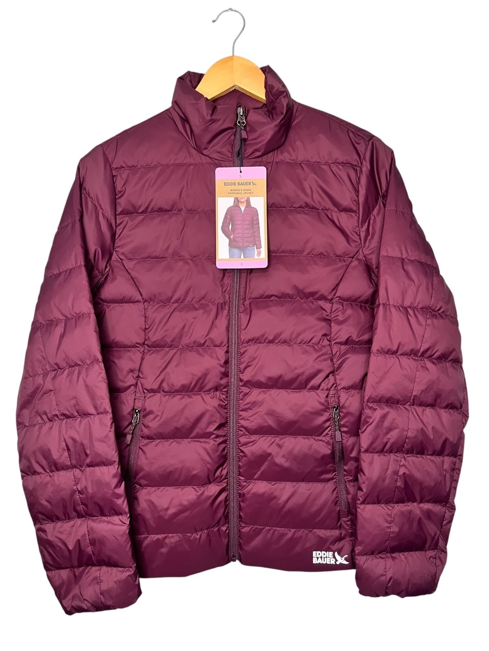 Eddie Bauer Womens Down Packable Jacket Small Plum Purple 650 Fill NWT Fall